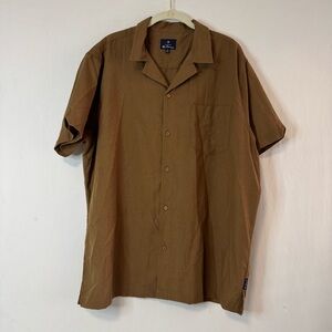 Ben Sherman Men's Brown Short Sleeve Button Down Shirt Size XL